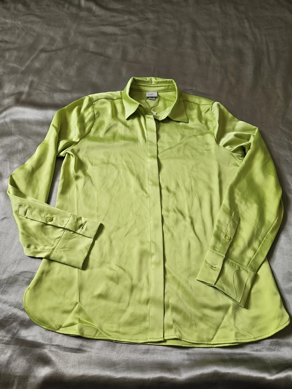 a new day Lime Green Button-Up Blouse Size XS